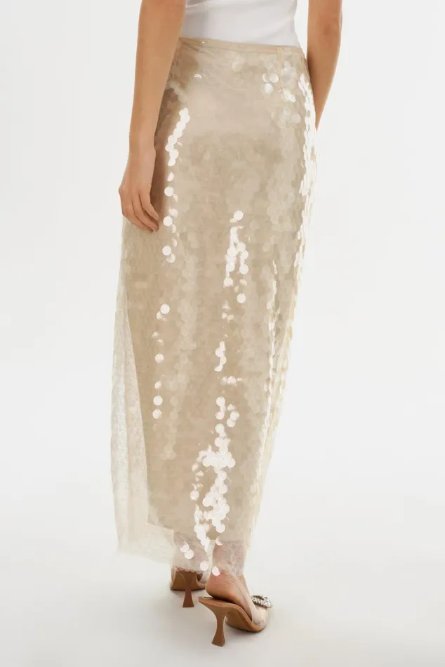 Women CLARA Sequin Midi Skirt Clear LAMARQUE Skirts