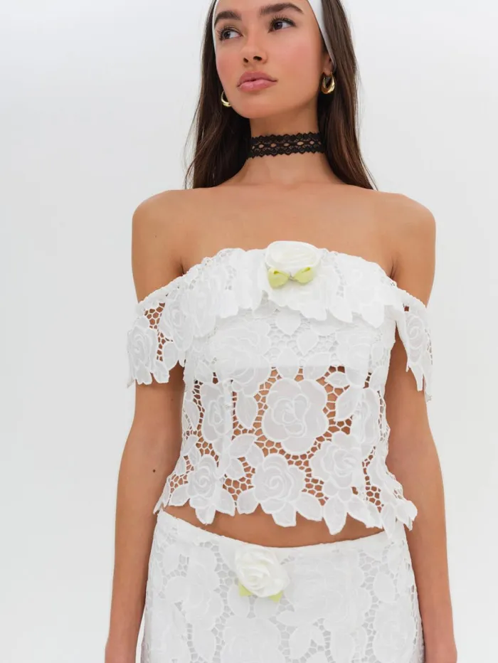 Women Claudia Off Shoulder Top White For Love and Lemons Tops