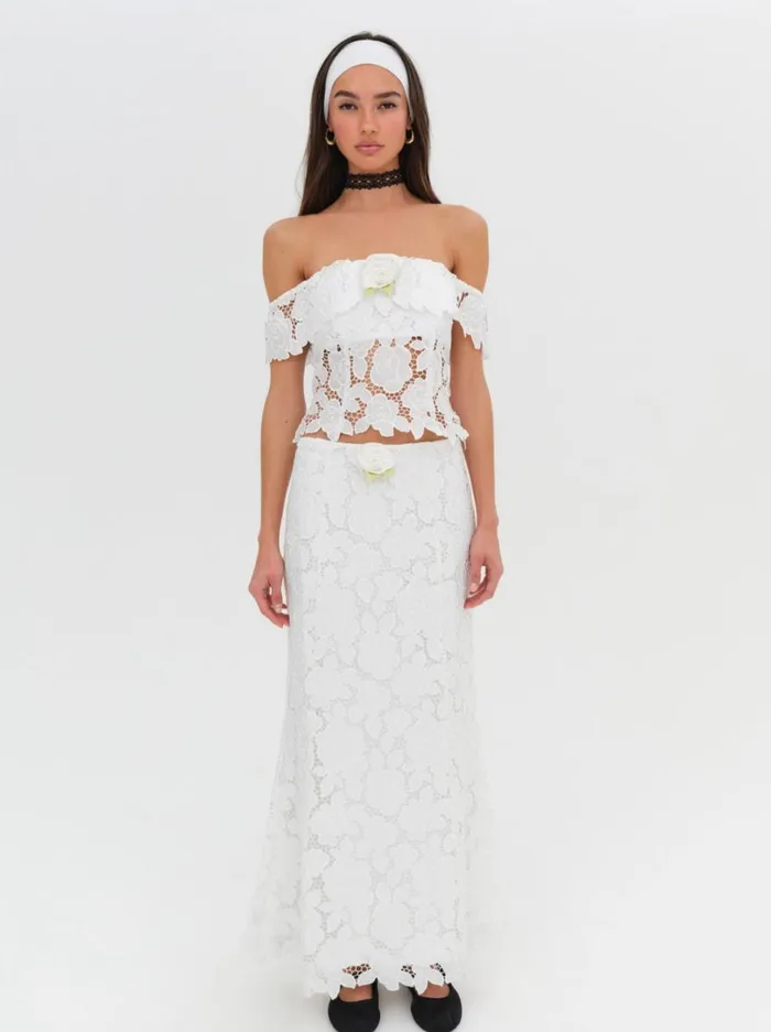 Women Claudia Off Shoulder Top White For Love and Lemons Tops