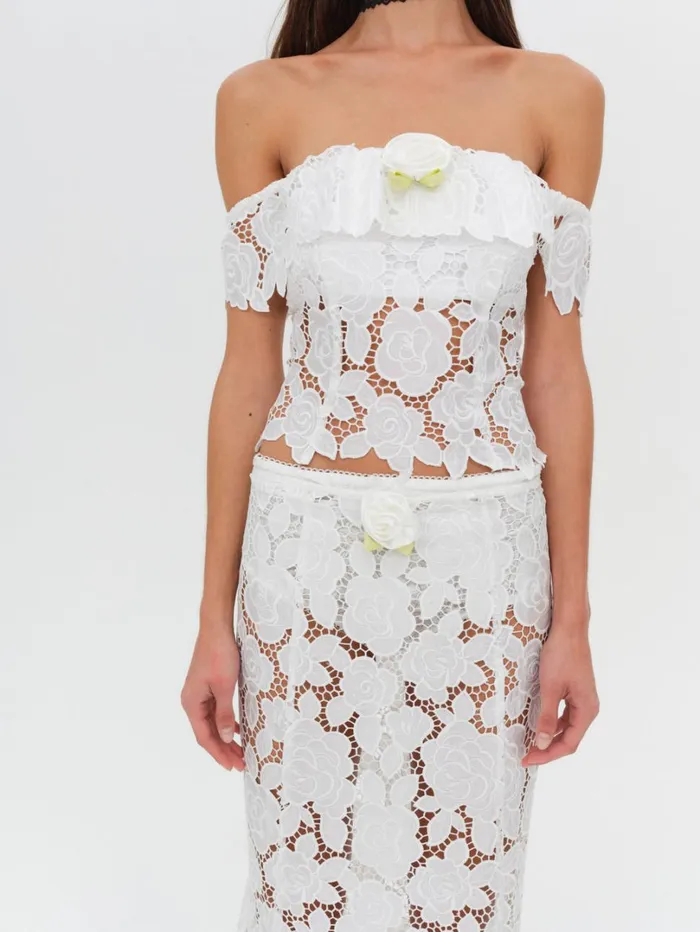 Women Claudia Off Shoulder Top White For Love and Lemons Tops