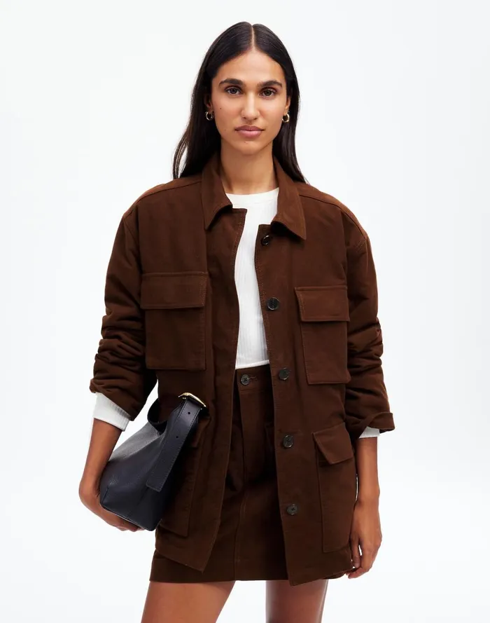 Women Coats Jackets Madewell FlapPocket Field Jacket Dark Chicory