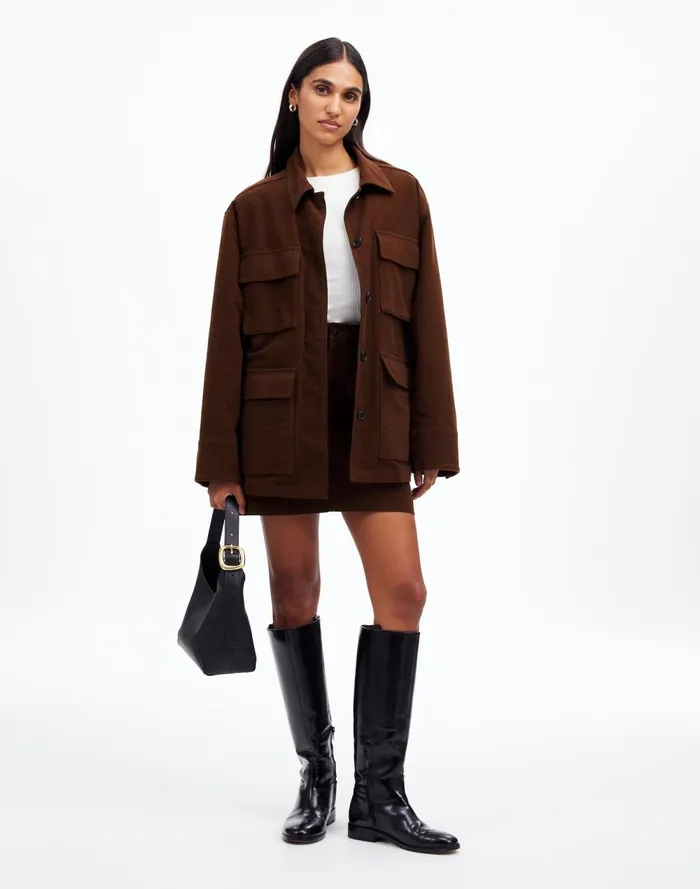 Women Coats Jackets Madewell FlapPocket Field Jacket Dark Chicory