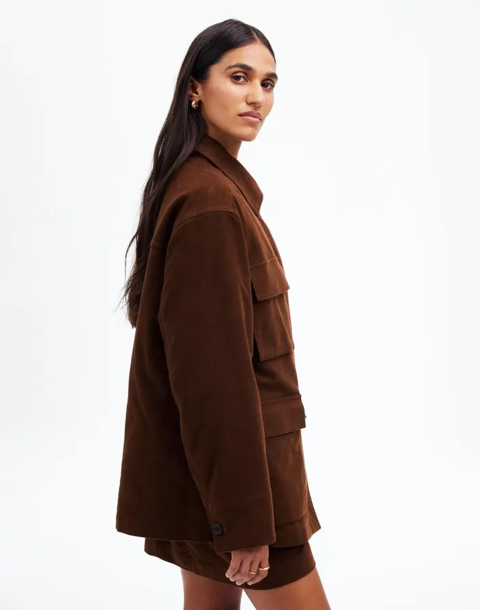 Women Coats Jackets Madewell FlapPocket Field Jacket Dark Chicory