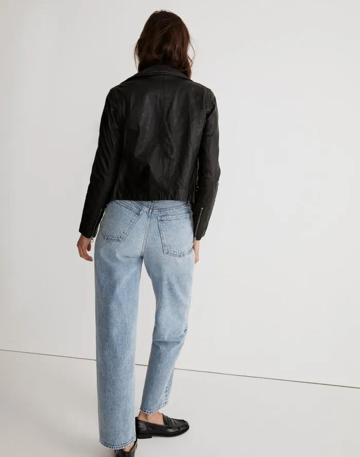 Women Coats Jackets Madewell The Washed Leather Motorcycle Jacket True Black
