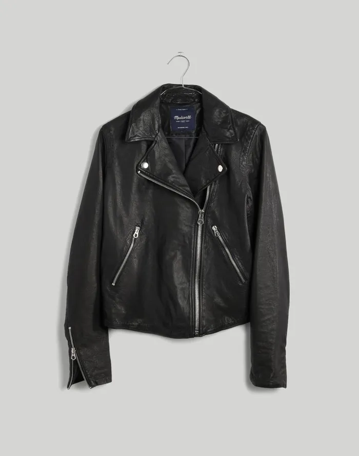 Women Coats Jackets Madewell The Washed Leather Motorcycle Jacket True Black