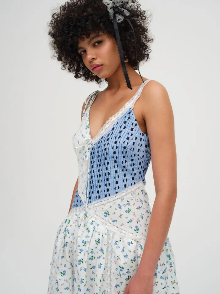 Women Colby Patchwork Midi Dress Blue For Love and Lemons Dresses Women Colby Patchwork Midi Dress Blue For Love and Lemons Dresses
