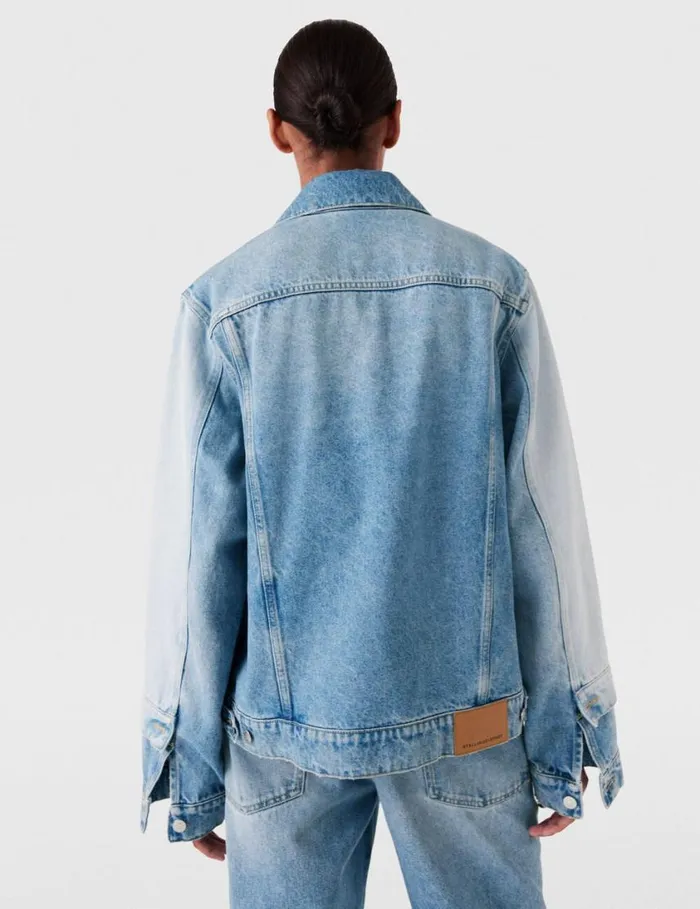 Women Contrast Panel Denim Jacket Blue Stella McCartney Coats And Jackets Women Contrast Panel Denim Jacket Blue Stella McCartney Coats And Jackets