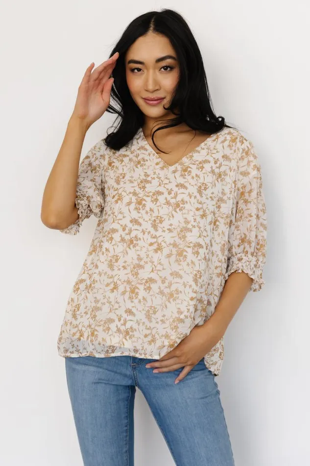 Women Cordova Top Cream Multi Floral Baltic Born Blouses and Shirts