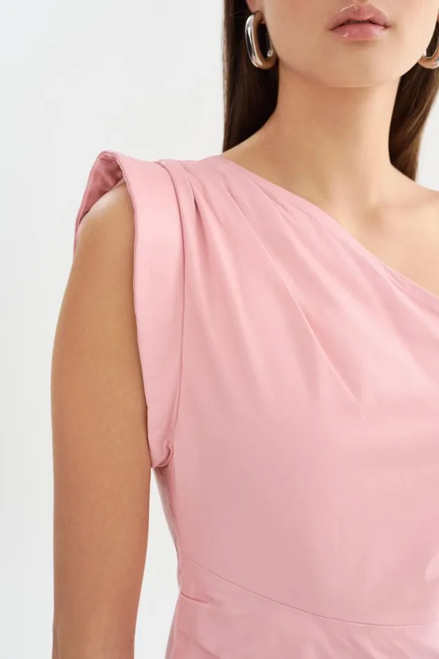 Women COREY One Shoulder Leather Dress Orchid Pink LAMARQUE Dresses Women COREY One Shoulder Leather Dress Orchid Pink LAMARQUE Dresses