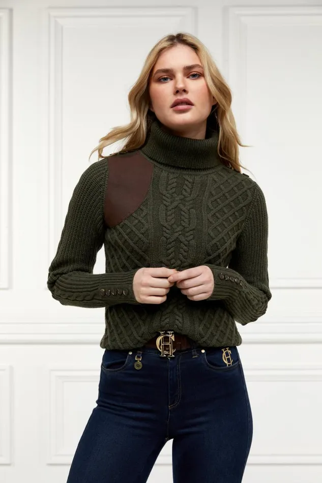 Women Country Roll Neck Knit Forest Green Holland Cooper Knitwear