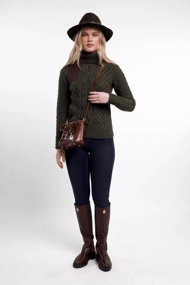 Women Country Roll Neck Knit Forest Green Holland Cooper Knitwear Women Country Roll Neck Knit Forest Green Holland Cooper Knitwear