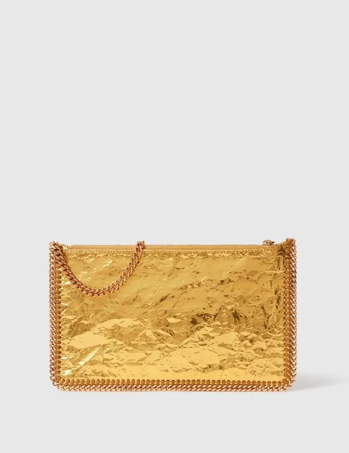 Women Crinkled Metallic Falabella Wallet Crossbody Bag Gold Stella McCartney Mini Bags And Clutches Women Crinkled Metallic Falabella Wallet Crossbody Bag Gold Stella McCartney Mini Bags And Clutches