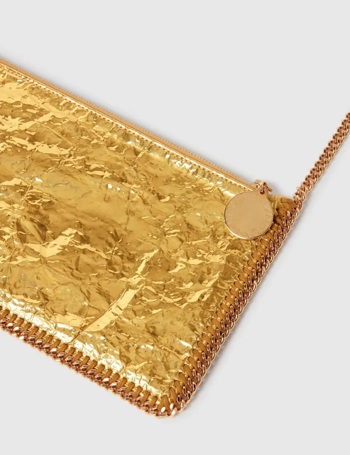 Women Crinkled Metallic Falabella Wallet Crossbody Bag Gold Stella McCartney Mini Bags And Clutches Women Crinkled Metallic Falabella Wallet Crossbody Bag Gold Stella McCartney Mini Bags And Clutches