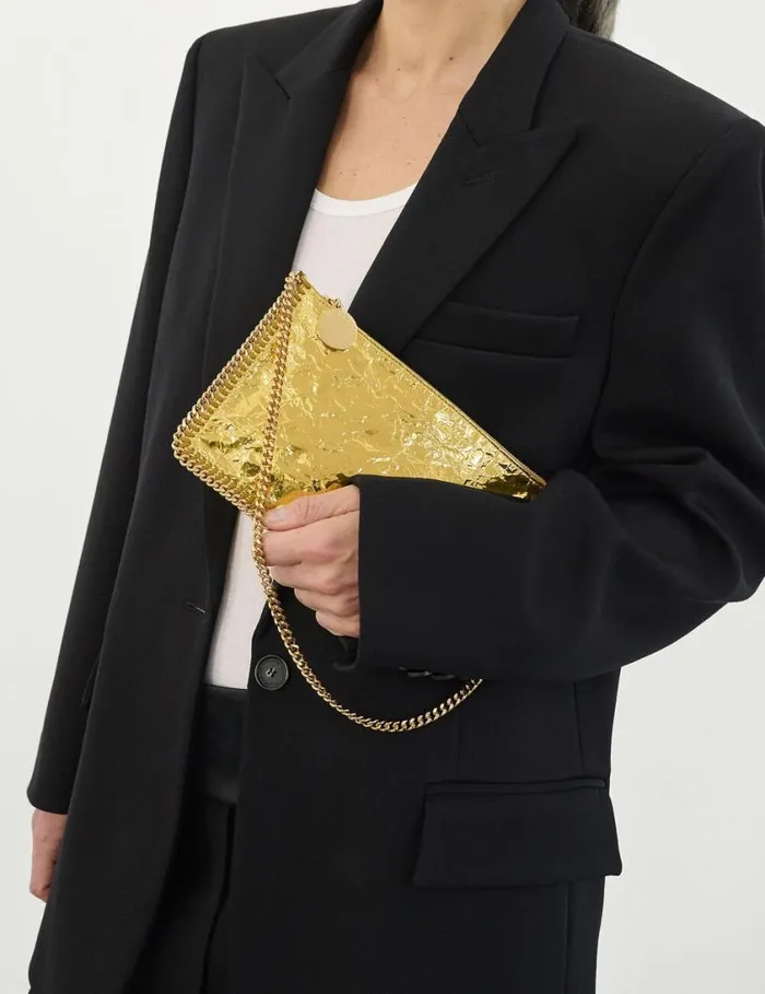 Women Crinkled Metallic Falabella Wallet Crossbody Bag Gold Stella McCartney Mini Bags And Clutches Women Crinkled Metallic Falabella Wallet Crossbody Bag Gold Stella McCartney Mini Bags And Clutches