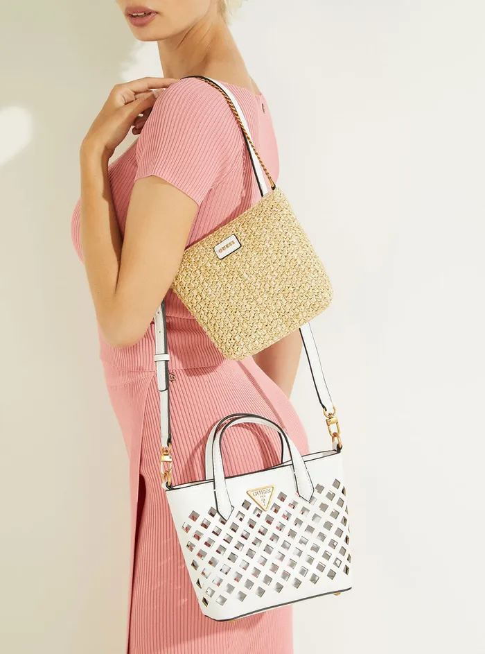 Women Crossbody GUESS White Aqua Mini Tote Bag