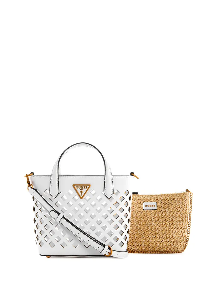 Women Crossbody GUESS White Aqua Mini Tote Bag Women Crossbody GUESS White Aqua Mini Tote Bag