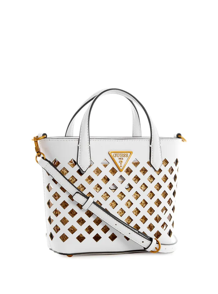 Women Crossbody GUESS White Aqua Mini Tote Bag Women Crossbody GUESS White Aqua Mini Tote Bag