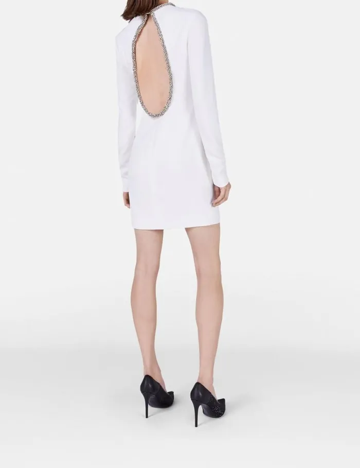 Women Crystal Collar Cocktail Mini Dress White Stella McCartney Dresses Women Crystal Collar Cocktail Mini Dress White Stella McCartney Dresses