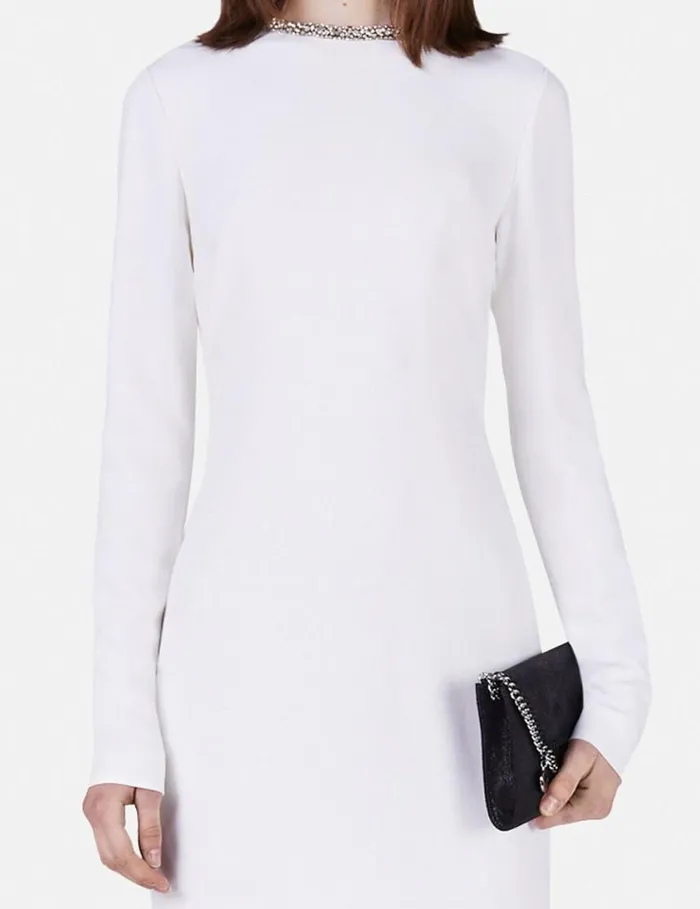 Women Crystal Collar Cocktail Mini Dress White Stella McCartney Dresses Women Crystal Collar Cocktail Mini Dress White Stella McCartney Dresses