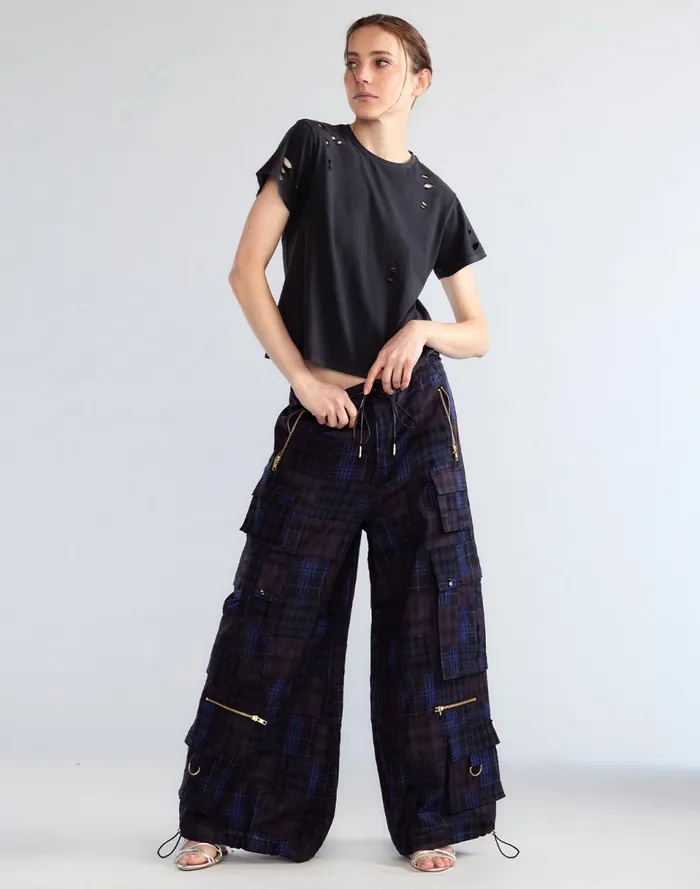 Women Cynthia Rowley Bottoms Madrid Madras Cargo Pants Blue Women Cynthia Rowley Bottoms Madrid Madras Cargo Pants Blue