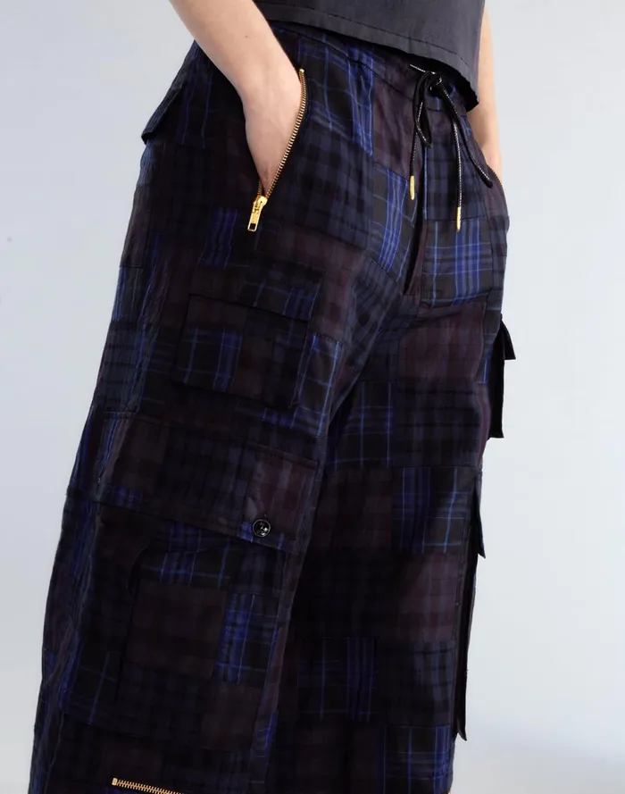 Women Cynthia Rowley Bottoms Madrid Madras Cargo Pants Blue Women Cynthia Rowley Bottoms Madrid Madras Cargo Pants Blue