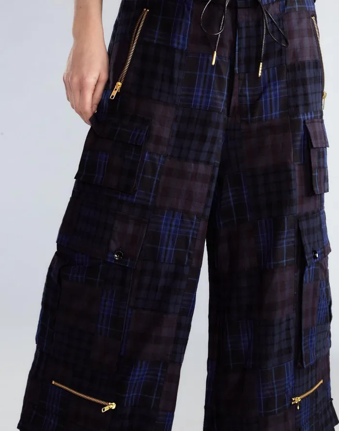 Women Cynthia Rowley Bottoms Madrid Madras Cargo Pants Blue Women Cynthia Rowley Bottoms Madrid Madras Cargo Pants Blue