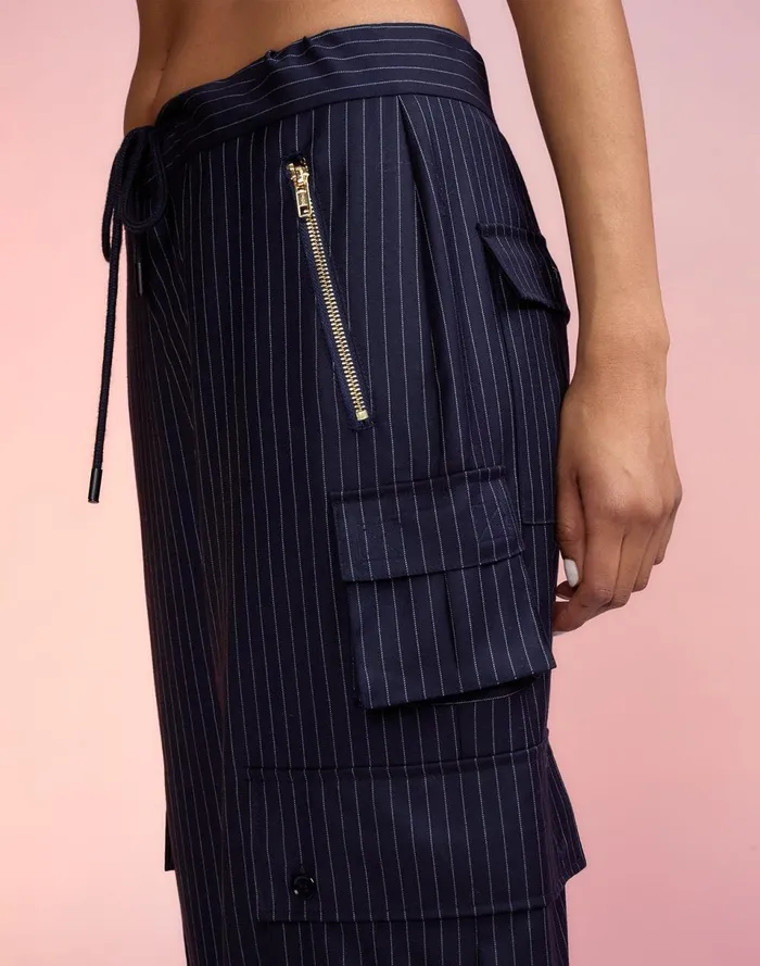 Women Cynthia Rowley Bottoms Pinstripe Cargo Pants Blue