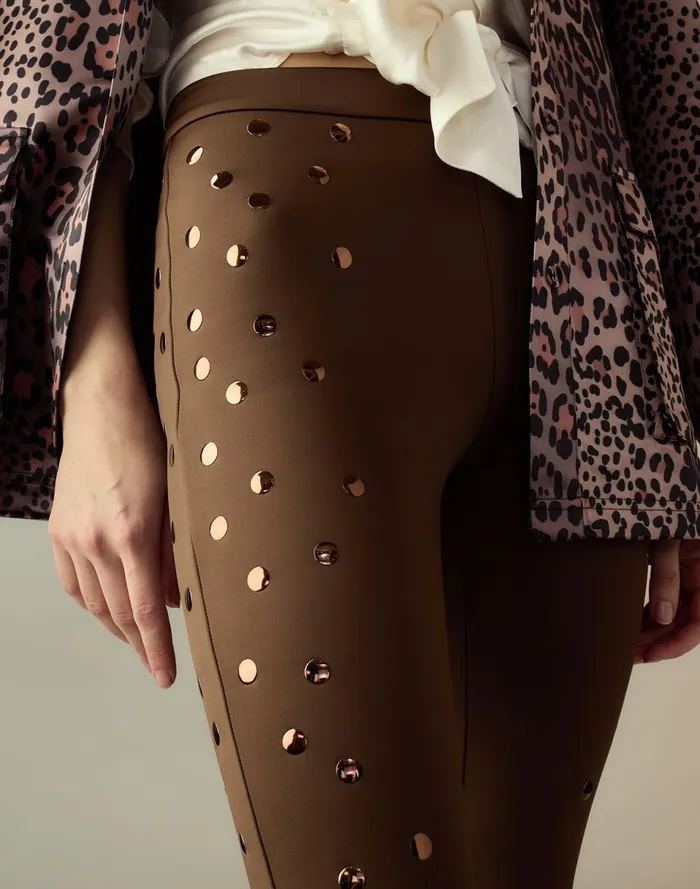 Women Cynthia Rowley Bottoms Studded Bonded Pants Brown Women Cynthia Rowley Bottoms Studded Bonded Pants Brown