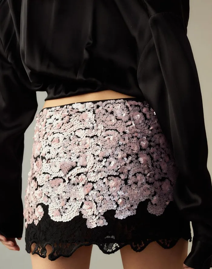 Women Cynthia Rowley Bottoms The Cosmo Sequin Skirt Black