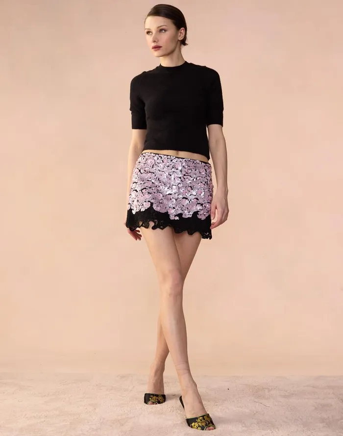 Women Cynthia Rowley Bottoms The Cosmo Sequin Skirt Black