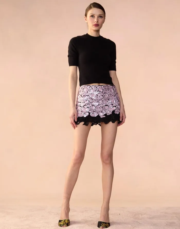 Women Cynthia Rowley Bottoms The Cosmo Sequin Skirt Black
