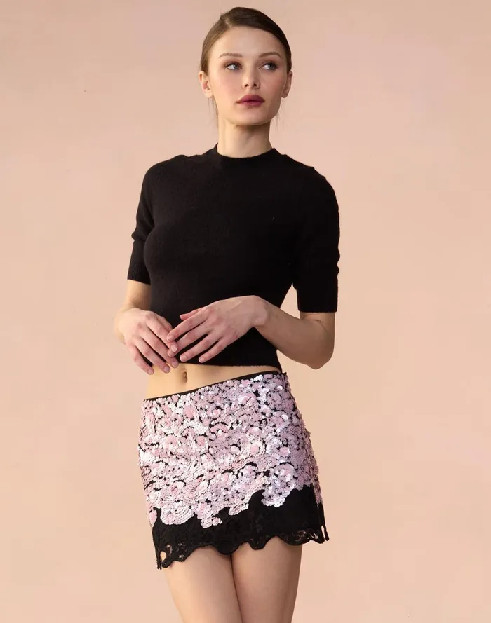 Women Cynthia Rowley Bottoms The Cosmo Sequin Skirt Black