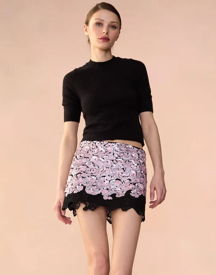 Women Cynthia Rowley Bottoms The Cosmo Sequin Skirt Black