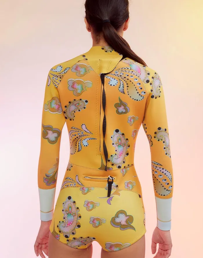Women Cynthia Rowley Swim Sunrise Paisley Wetsuit Gldpsl