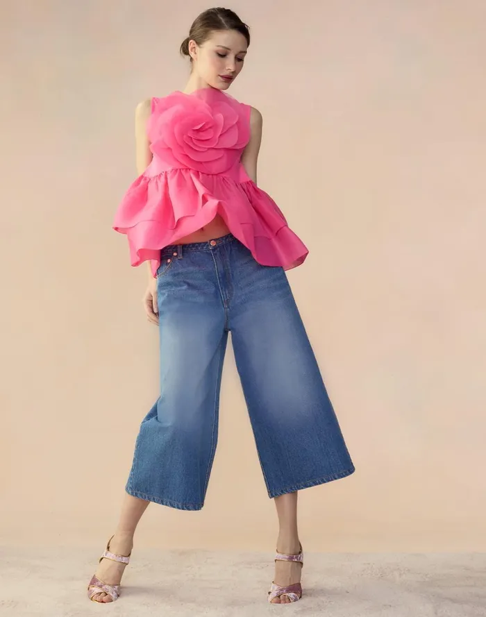 Women Cynthia Rowley Tops Chloe Organza Flower Top Htpnk Women Cynthia Rowley Tops Chloe Organza Flower Top Htpnk