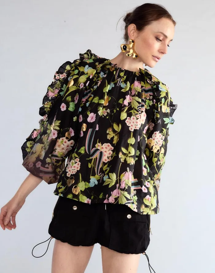 Women Cynthia Rowley Tops Dawn Blouse Black