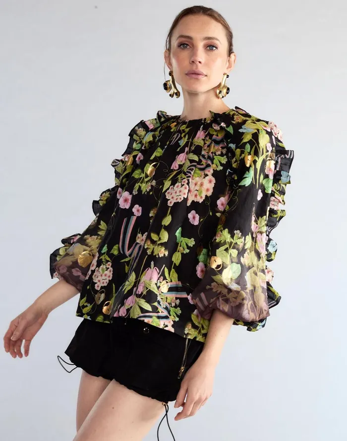 Women Cynthia Rowley Tops Dawn Blouse Black Women Cynthia Rowley Tops Dawn Blouse Black