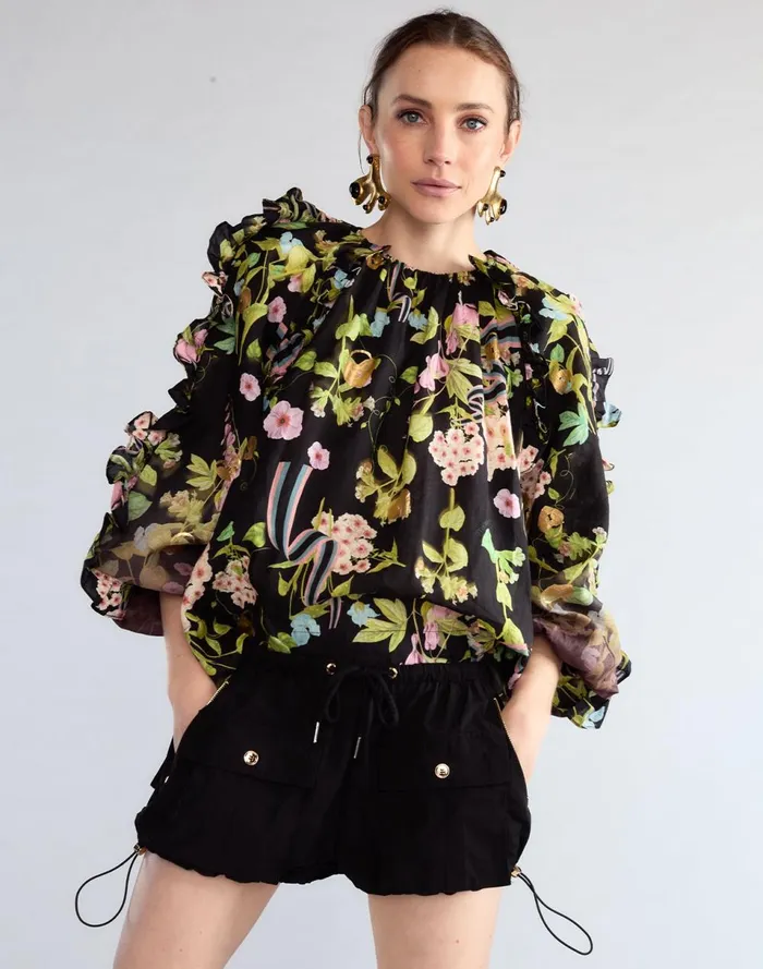 Women Cynthia Rowley Tops Dawn Blouse Black Women Cynthia Rowley Tops Dawn Blouse Black