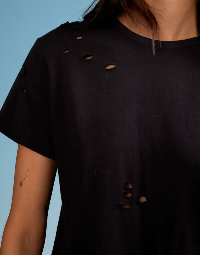 Women Cynthia Rowley Tops Distressed Tee Black Women Cynthia Rowley Tops Distressed Tee Black