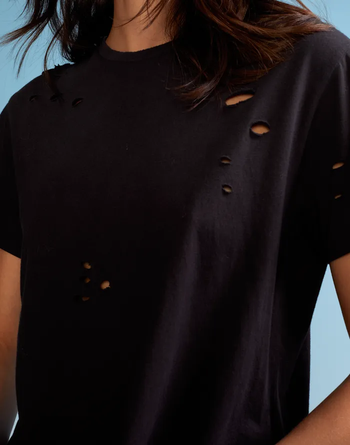 Women Cynthia Rowley Tops Distressed Tee Black Women Cynthia Rowley Tops Distressed Tee Black