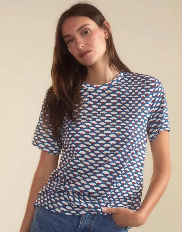 Women Cynthia Rowley Tops Fanfare Tee Nvywht Women Cynthia Rowley Tops Fanfare Tee Nvywht