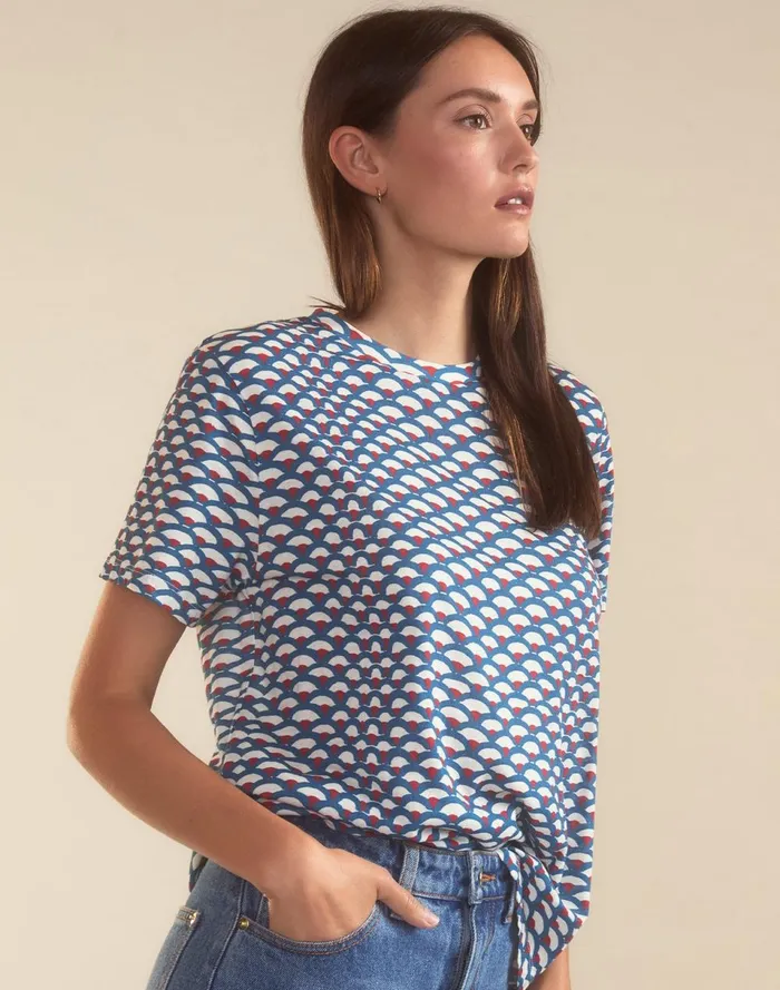Women Cynthia Rowley Tops Fanfare Tee Nvywht Women Cynthia Rowley Tops Fanfare Tee Nvywht