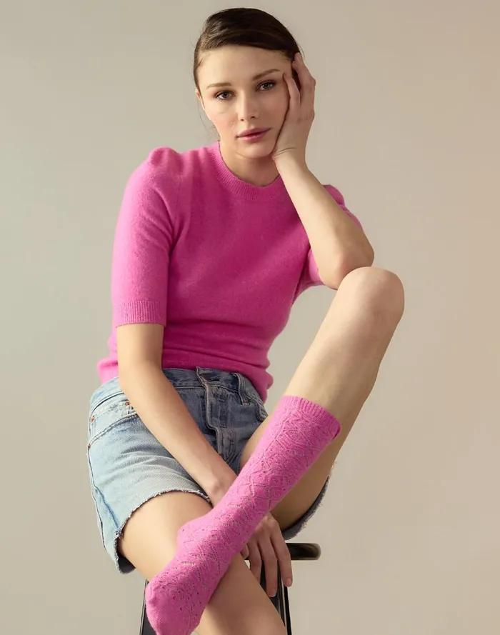 Women Cynthia Rowley Tops Sydney Sweater Pink Women Cynthia Rowley Tops Sydney Sweater Pink