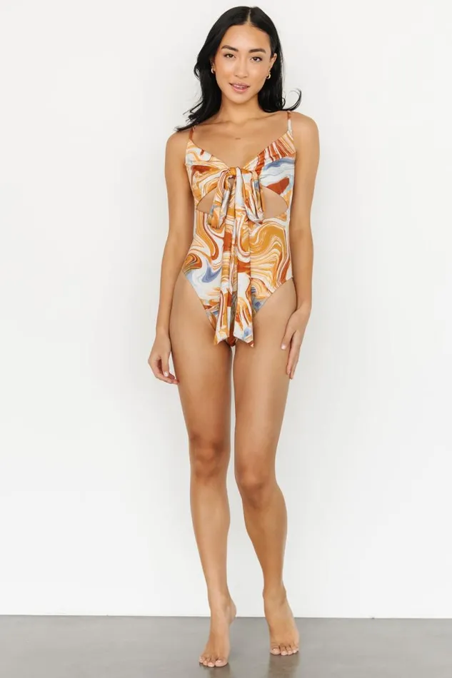 Women Cyprus One Piece Orange Blue Marble Baltic Born One Piece