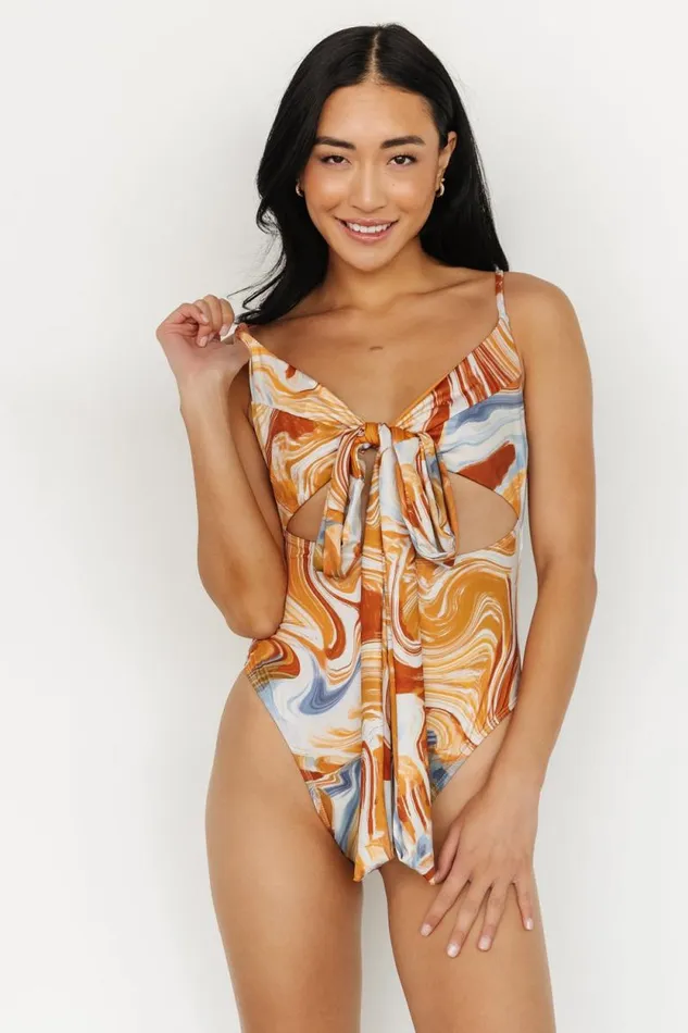 Women Cyprus One Piece Orange Blue Marble Baltic Born One Piece