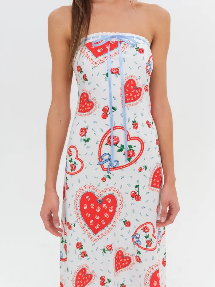 Women Daisy Mae Strapless Midi Dress White For Love and Lemons Dresses