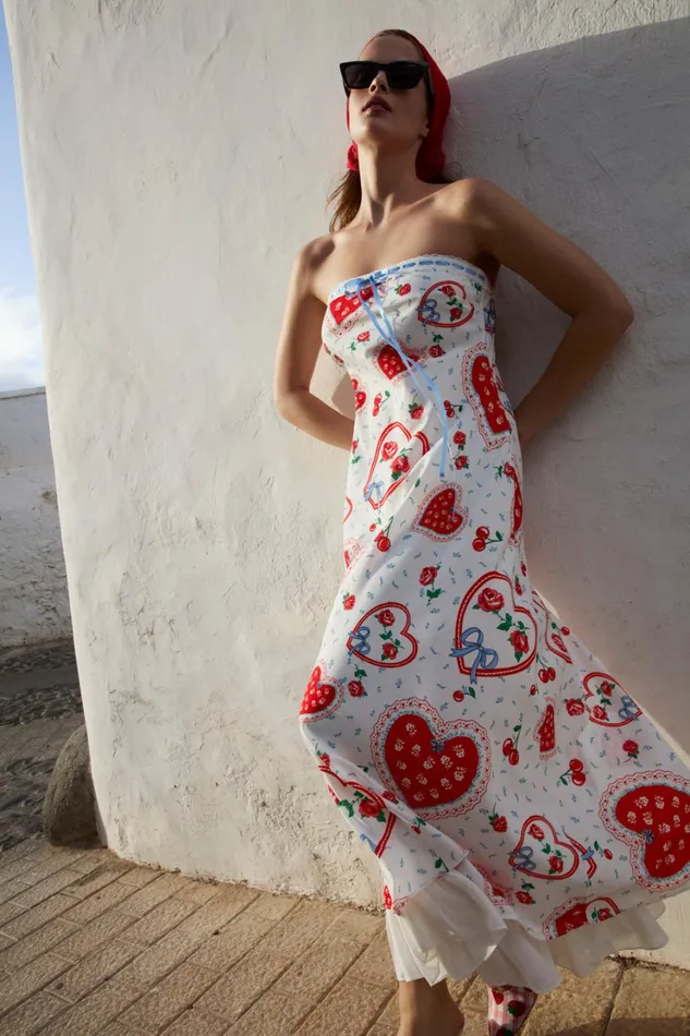 Women Daisy Mae Strapless Midi Dress White For Love and Lemons Dresses