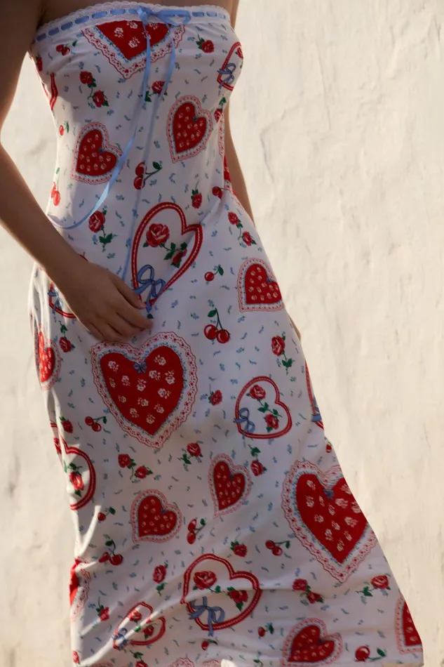 Women Daisy Mae Strapless Midi Dress White For Love and Lemons Dresses