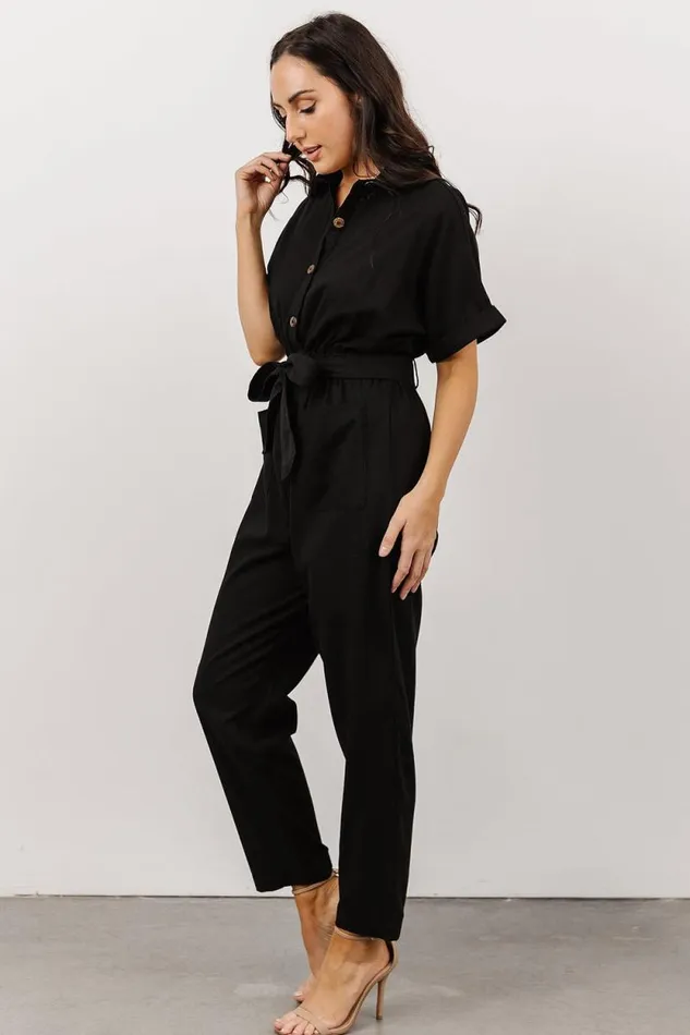 Women Dallas Button Up Jumpsuit Black Baltic Born Jumpsuits and Rompers