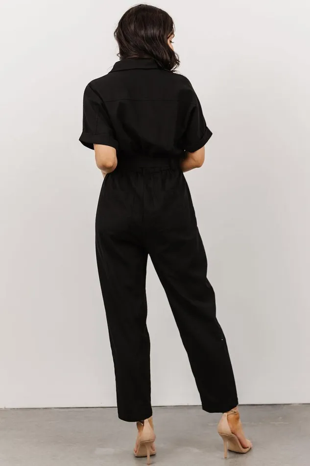 Women Dallas Button Up Jumpsuit Black Baltic Born Jumpsuits and Rompers